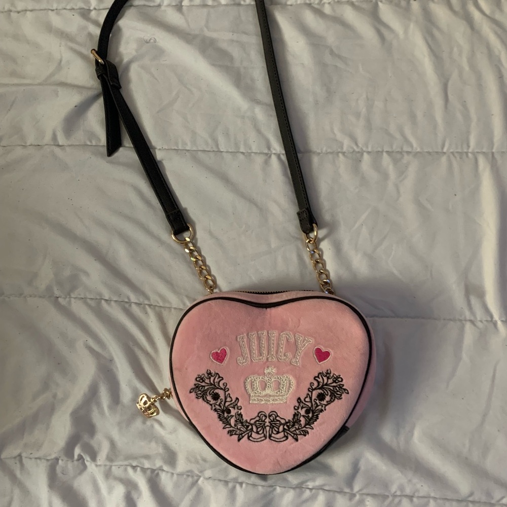 Juicy Couture Pink Heart Crossbody Bag with Embroidery